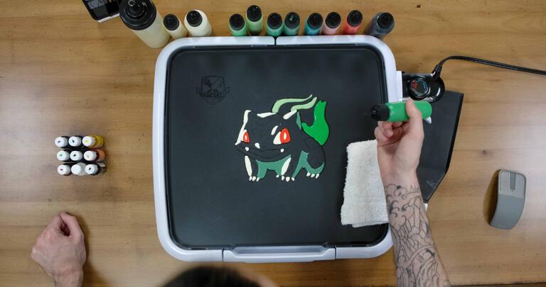 Bulbasaur pancake art step 4.3: Here's an example of a bulbasaur with shading and highlights completed.