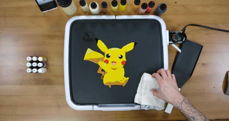 Pikachu Pancake Art step 6.3: Once your Pikachu pancake is totally filled in, it will look something like this.